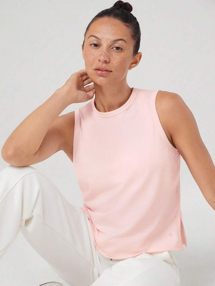 Pima Cotton Reflective Slit Tank Top Gym Valentine's Day