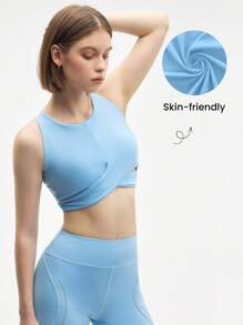 Eassivo Eassivo Sujetador deportivo sólido y cómodo sin espalda para mujer - Celeste - Ver 8