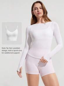 GLOWMODE 莫代尔后背打结长袖T恤 - 白色 - 查看 5