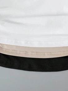 Sparklyn 3pcs/Set Tween Girls Casual All-Match Versatile Square Neck Long Sleeve Cropped Knit Stretchy T-Shirt, For Home & Everyday Wear Fall Winter - Multicolor - View 6