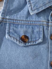 SHEIN 男婴休闲百搭牛仔背心外套+牛仔裤套装，2件套，舒适百搭，适合室内、室外、日常、运动、玩耍、派对、拍照、度假等各种场合，春、夏、秋、冬四季皆宜。男婴牛仔套装，夏季男童服装，男童套装，男婴服装。 - 藍色 - 查看 5