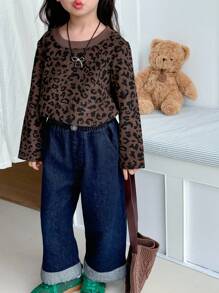 Dazy Kids 女童T恤，秋季服装 - 棕色 - 查看 2