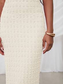 NYA SZN 春季休闲短袖修身节日夏季T恤连衣裙度假朴素春假毕业早午餐婚礼宾客特殊场合新娘晚宴舞会 - 白色 - 查看 3