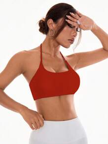 Slayform Slayform Women's Simple Solid Color Wireless Racerback Sports Bra - Red - View 3