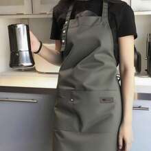 1PC Tạp dề nhà bếp chống thấm dầu dùng tại nhà, Tạp dề có túi, Tạp dề nhà bếp chống bẩn Poly, Tạp dề nấu ăn dùng cho gia đình, nhà hàng, thủ công, vườn, BBQ, trường học, quán cà phê, Tạp dề cho nam và nữ (màu xanh lá cây) Làm quà tặng Giáng sinh cho ngày lễ - màu xanh lá - Xem 2