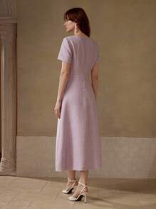 MOTF PREMIUM VESTIDO CAMISERO FLORAL ESTÉREO - Morado - Ver 6