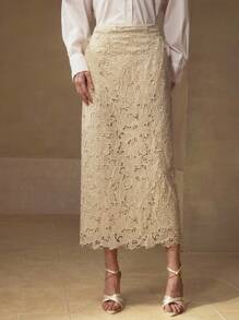 MOTF PREMIUM SCALLOP TRIM LACE SKIRT - Apricot - View 4
