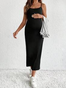 SHEIN Fall Clothes,Autumn Clothes,Maternity Autumn Clothes Maternity 2pcs Maternity Striped Long Sleeve Button-Down Shirt And Cami Dress Casual Set