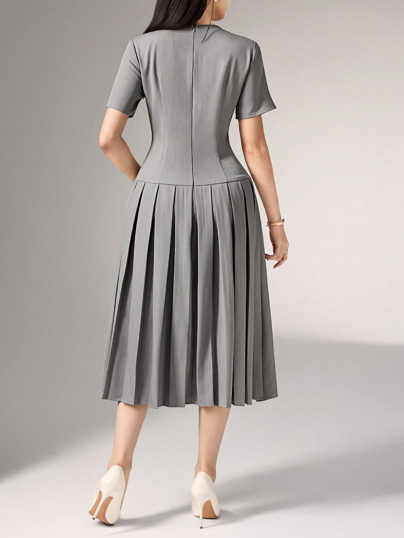 Heiryn فستان نسائي مموج غير متماثل الطيات أنيق للت...