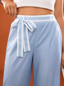 Hanevo 女式优雅条纹印花系带阔腿裤