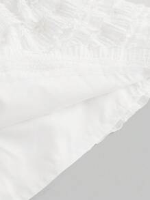 ROMWE Kawaii 白色 Y2K 纹理面料甜美蛋糕下摆拼接女式低腰迷你裙，适合多种场合，秋冬