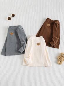 Cozy Pixies 3件套男婴卡通熊图案针织柔软圆领长袖上衣套装