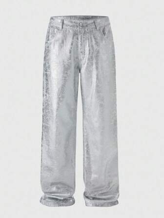 Street Life Jeans a gamba dritta con effetto metallizzato da uomo