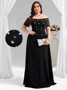 Coutiva Vestido de noche formal de talla grande (con adornos pesados) - Multicolor - Ver 3