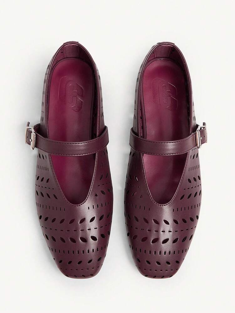 CUCCOO CHICEST Women Square Toe Comfortable Hollow-Out Minimalist Fashion Flat Shoes For Christmas Elegant Shoes Wedding Shoes Summer Shoes Bride Shoes
