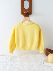 SHEIN Playful Pals Jeune fille à la mode décontractée mignon doux Cardigan pull 3D étoile