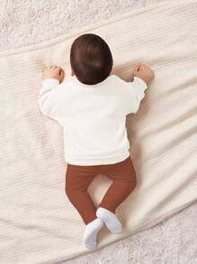 SHEIN 新生儿休闲卡通熊图案卫衣套装，适合夏季 - 彩色 - 查看 2