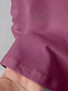 INAWLY 女式大码休闲时尚腰部收紧短袖T恤夏季 - 中紫紅色 - 查看 5