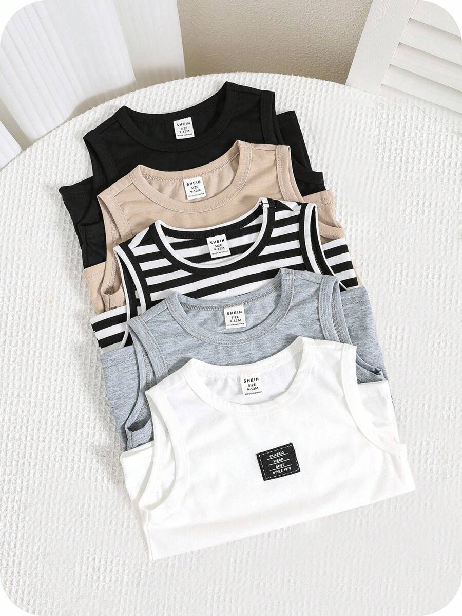 SHEIN 男童休闲宽松圆领背心 - 彩色 - 查看 1