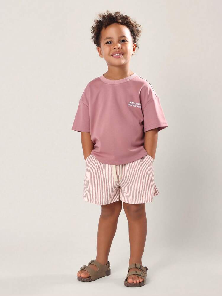 Italian Vacation Theme T-Shirt With Striped Shorts Set