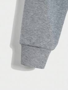 SHEIN Teen Boys' Face Cover Stand Collar Grey Double-Layer Hooded Sweatshirt,Oversized Winter Back-To-School Casual Comfortable Soft Fashion Autumn Hoodies - Grey - View 11
