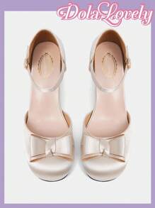 Dola Lovely 优雅蝴蝶结玛丽珍高跟鞋 - 杏色 - 查看 10