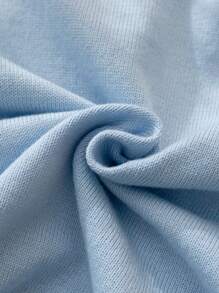 SHEIN Girls White Solid Fashionable Casual Minimalist Cute Star Embroidery Cardigan Sweater & Shorts 2-Piece Set, Comfortable, Suitable For Home, Outings, And School, Autumn/Winter Star Sweater For Girls Girls Winter Sweater Fall - Blue - View 7