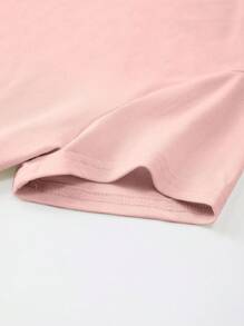 Jouncy 女式浅粉色修身圆领短袖休闲T恤 - 淺粉色 - 查看 5