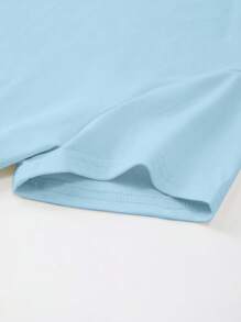 Jouncy Women's Light Blue Solid Fitted Crew Neck T-Shirt - Baby Blue - View 5