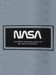 EURMUSE 100%Cotton Men Waffle Fabric Letter Printed Regular T-Shirt & Short Set - Baby Blue - View 5