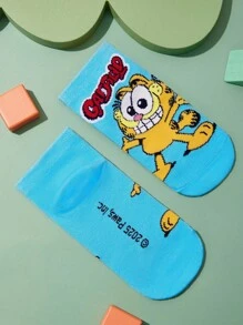 GARFIELD | SHEIN 3 双棉质柔软透气吸湿排汗儿童短袜，彩色可爱卡通图案踝袜，加固脚趾和脚跟，经久耐用，男女通用，适合所有季节，适合学校和户外 - 彩色 - 查看 8