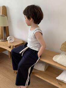 DAZY Kids Fall Clothes Boy (Toddler) Round Neck Knit Vest + Pants 2pc Loungewear Set, Summer - Grey - View 7