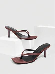 CUCCOO SZL Coffee Brown Fashionable Wedge Heel Slip-On Mule Sandals, Suitable For Commuting, Dating, Gatherings, Parties And Various Occasions