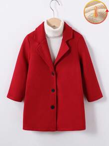 SHEIN 男童休闲简约学院风加厚保暖中长款外套，适合日常穿着，舒适透气，帮助男生在各种场合展现自信亮丽。面料舒适保暖，适合户外活动、聚会、旅行、上学和秋冬季节。