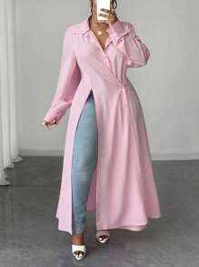 Maweii Maxi-Hemd in Große Größen mit Farbverlauf, offenem Schlitz und eleganten Langärmeln