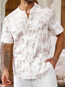 Manfinity Homme Áo sơ mi sọc giặt cỡ lớn cho nam đi nghỉ - Nhiều màu - Xem 4