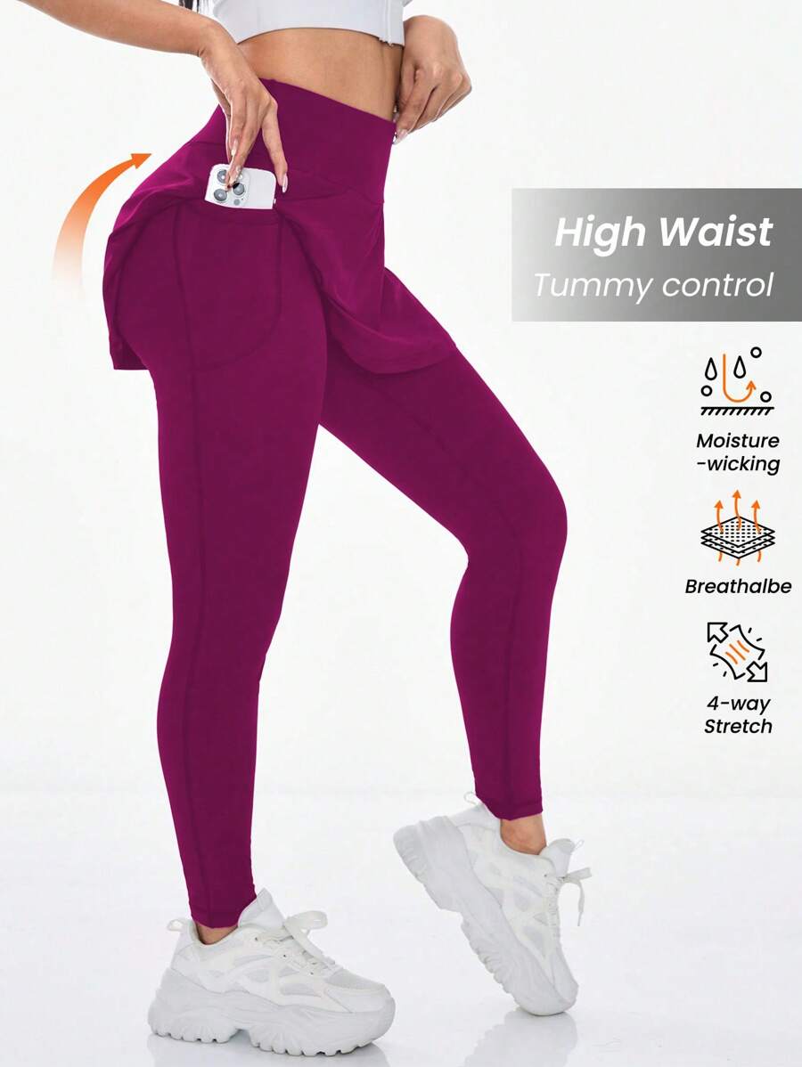 Powerista Leggings deportivos de unicolor y estilo simple para uso diario de las mujeres