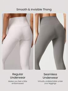 GLOWMODE 1 Pack Lightweight Breathable Sweat-Wicking Mid-Waist Full Coverage Seamless No-Show Underwear Daily Workout - Beige - View 2