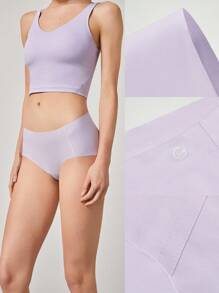 GLOWMODE 2 Packs Lightweight Breathable Sweat-Wicking Mid-Waist Full Coverage Seamless No-Show Underwear Daily Workout - Mauve Purple - View 8