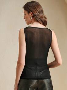 Anewsta 优雅时尚珍珠装饰无袖串珠背心针织上衣夏季