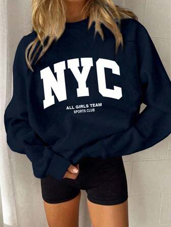 INAWLY Casual Minimalist Letter Print Crew Neck Sweatshirt Graduation,Back To School,Graduation,Teacher,Back To School Pullover Fall