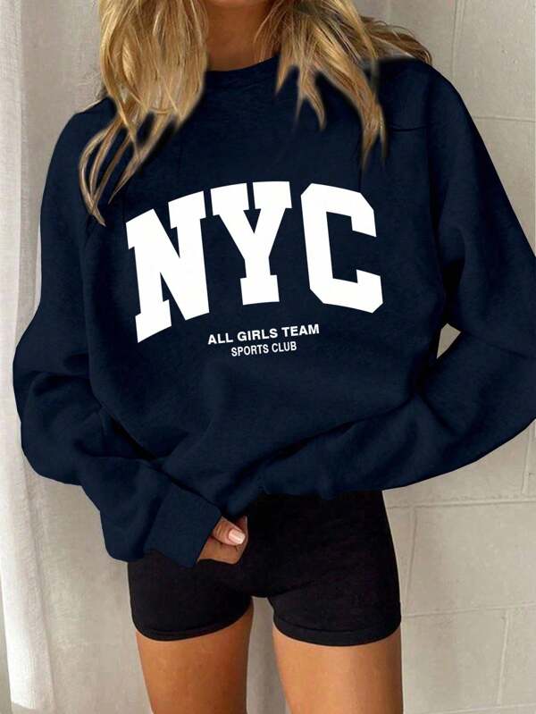 INAWLY Casual Minimalist Letter Print Crew Neck Sweatshirt Graduation,Back To School Outfits,Graduation,Teacher Outfits For Women,Back To SchoolPulloverFall Outfit