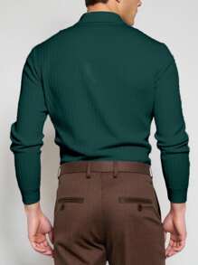 Manfinity Homme Áo thun polo tay dài màu trơn đa năng thường ngày cho nam Áo thun polo nam màu xanh lá cây đậm, Áo thun polo nam màu trơn, tay ngắn, thường ngày & thời trang, phù hợp cho mùa thu Áo thun polo cho nam Áo thun polo cho nam Quần áo nam Áo thun polo nam, Áo thun polo tay ngắn dệt kim jacquard họa tiết hình học cao cấp cho nam, Áo thun chơi golf, Áo thun polo, Mùa thu - màu xanh lá - Xem 2