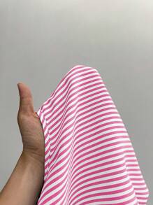 SHEIN Unity 大码女式优雅休闲商务蓝白条纹无袖裹身衬衫 - 玫紅色 - 查看 6