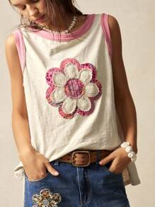 Bohemela 大码女式休闲宽松夏季时尚百搭圆领无袖上衣