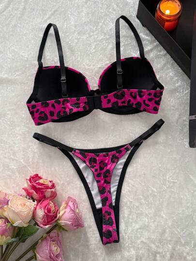 Bare Chapter Chic Paars Cheetah BH Slipje Set Everyday Com Leopard Print Lingerie Push Up ClassicAnimalPrint view 2