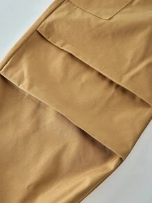 SHEIN Explorewe 2 Stücke/Set Tween-Mädchen sportlicher farbblockiges Numerik-Muster Langarm Strickpullover und seitlichen Taschen Cargo Hose cooles Mädchen Alltagsset, Frühling/Herbst - Braun - Übersicht 6