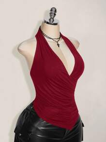 SHEIN ICON 加大码不对称下摆垂坠领宽松背心，Y2K 风格，适合夏季休闲穿着