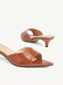 CUCCOO CHICEST 尖头细高跟鞋百搭女士高跟凉鞋 - 咖啡棕 - 查看 12