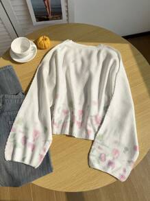 Comfortcana 大码花卉印花系带开衫